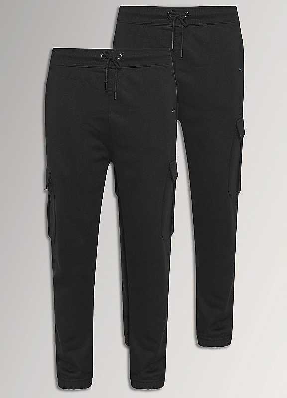 BadRhino Mens 2 Pack Cargo Drawstring Waist Joggers, Black, Size 3Xl, Men - Image 2