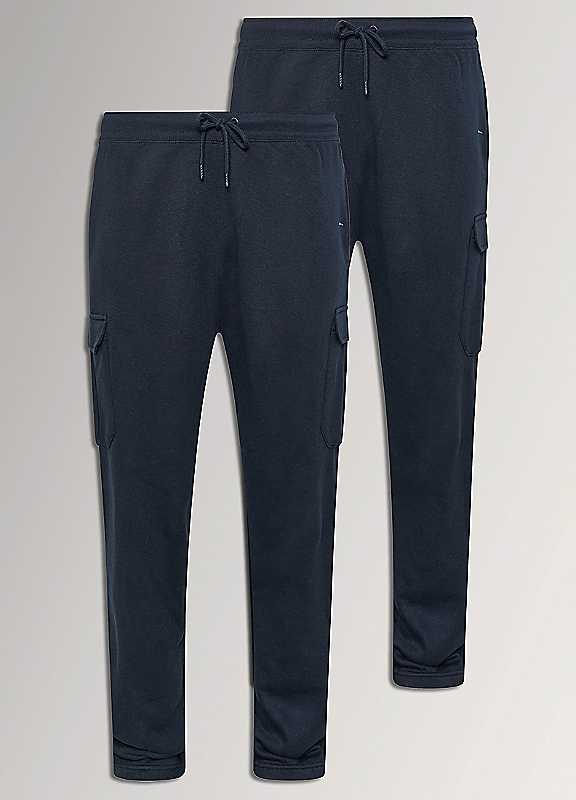 Badrhino Blue Pack Of 2 Cargo Style Joggers