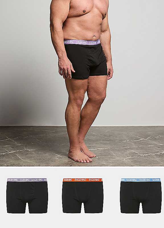 Badrhino Black Pack Of 3 Boxers