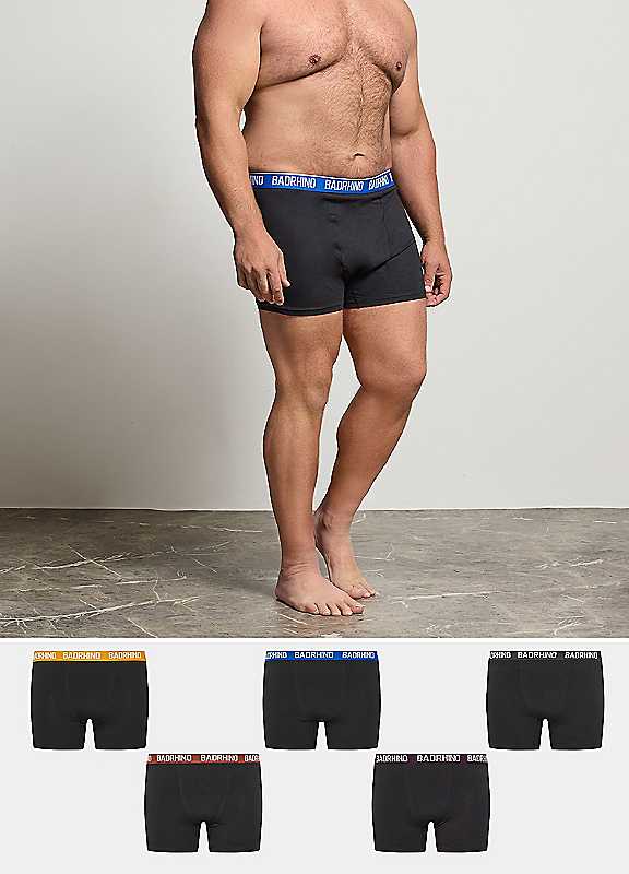 BadRhino 5 Pack Blue/Yellow/Brown/Purple/Black Band Boxers - Men's - Plus Size Curve - Image 5