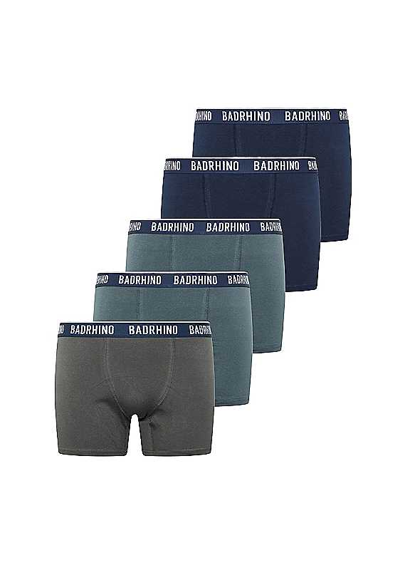 Badrhino Blue Pack Of 5 Boxers