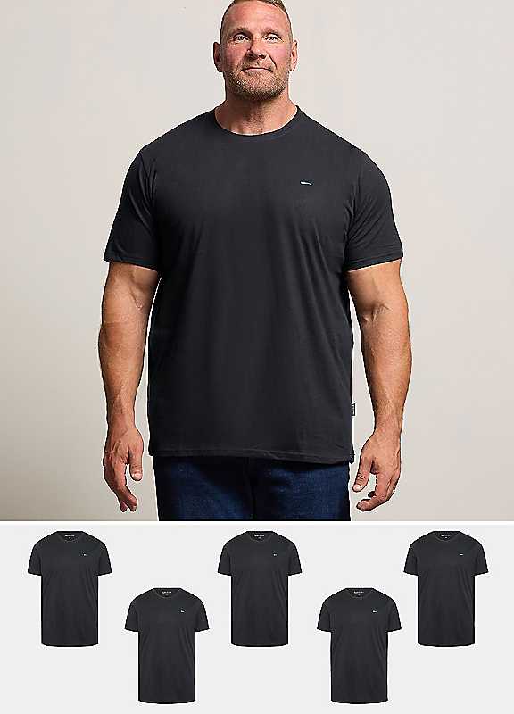 Badrhino Men's Black 5 Pack Core T-Shirts In | Size: 4XL - Image 4