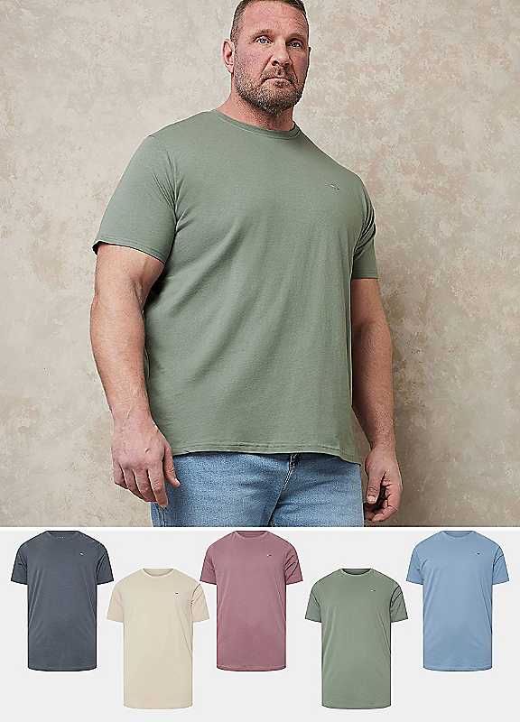 BadRhino Big & Tall 5 Pack Core Tee Crew Neck Short Sleeve T-Shirts - Men's - M to 8XL Blue - Image 3
