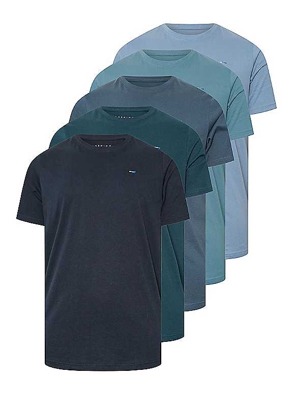 BadRhino Big & Tall 5 Pack Blue & Blue Core T-Shirts - Men's - Plus Size Curve - Image 4