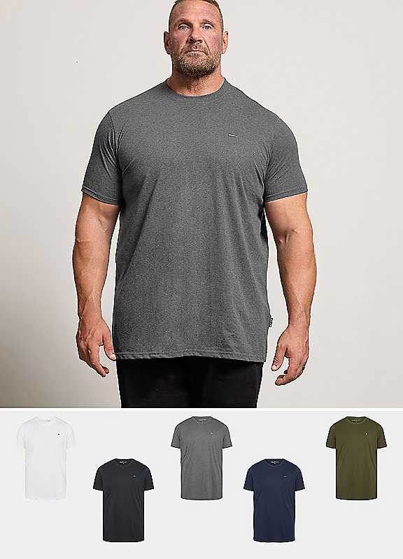 Badrhino Grey Pack Of 5 Extra Long Core T-Shirts