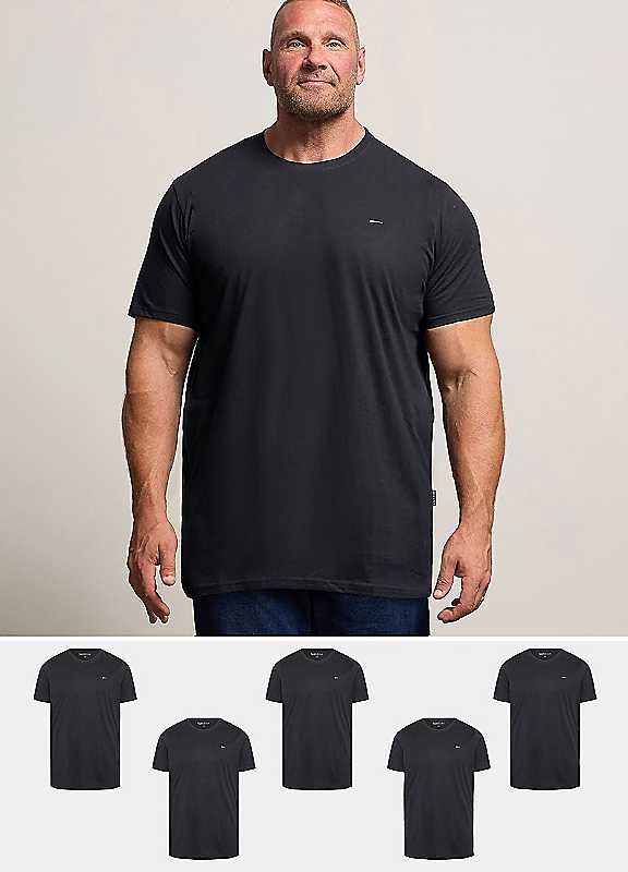 BadRhino Big & Tall 5 Pack Black Core Tee Crew Neck Short Sleeve T-Shirts - Men's - M to 8XL - Image 4