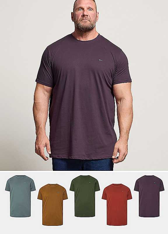 Badrhino Brown Pack Of 5 Extra Long Core T-Shirts