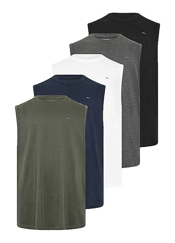 BadRhino 5 Pack Muscle Vests Extra Long, Black, Size 2Xl, Men - Image 3