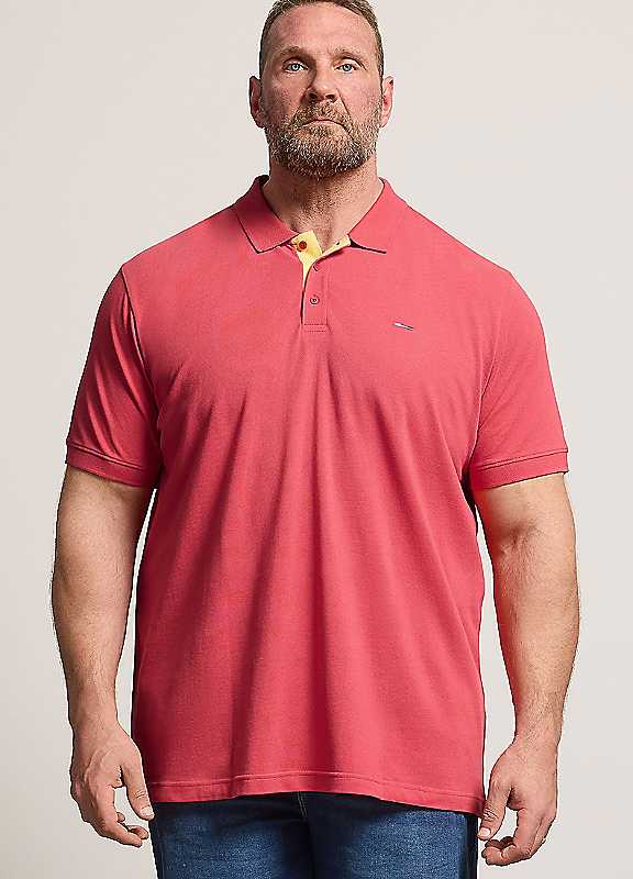 BadRhino Contrast Placket Polo Shirt, Pink, Size 7-8Xl, Men - Image 3