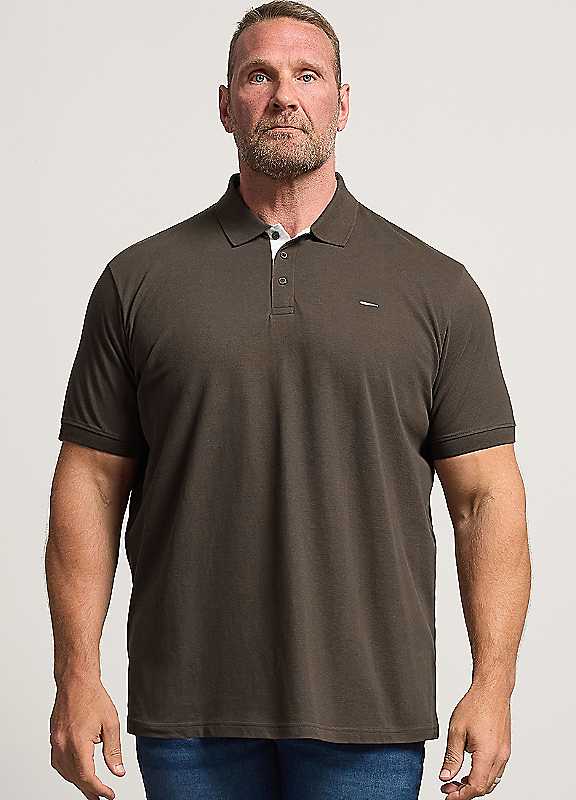 BadRhino Mens Contrast Button Placket Cotton Polo Shirt, Brown, Size Xl, Men - Image 2