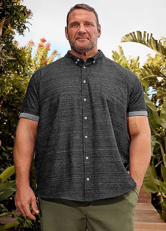 Badrhino Black Short Sleeve Slub Shirt - Image 3