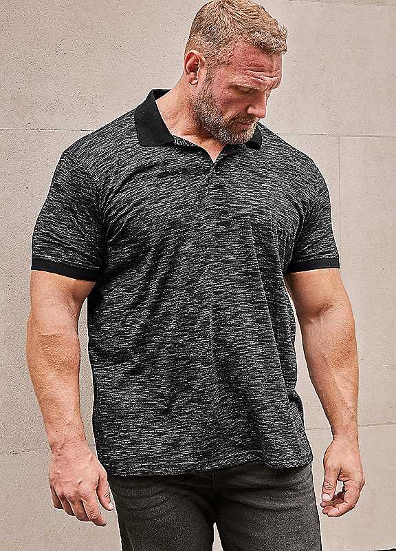 Badrhino Big & Tall Men's Black Injected Jersey Polo Shirt - Image 3