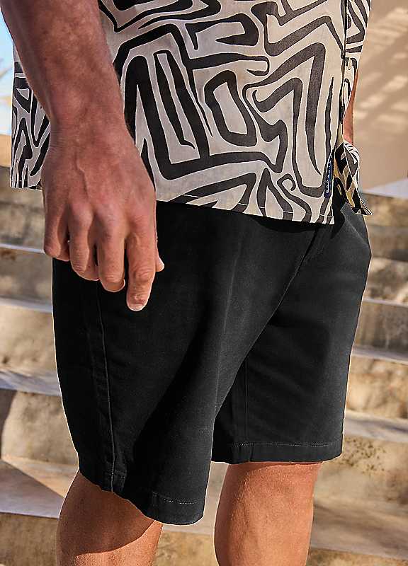 Badrhino Men's Black Stretch Chino Shorts In | Size: 44R - Image 4