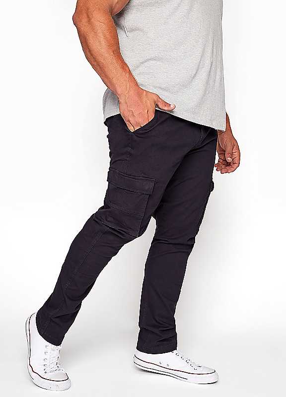 Badrhino Men's Dark Navy Stretch Cargo Trousers In | Size: 44R - Image 3
