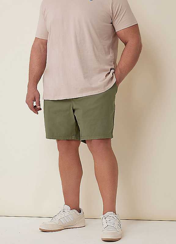 Badrhino Green Stretch Elasticated Waistband Chino Shorts - Image 2