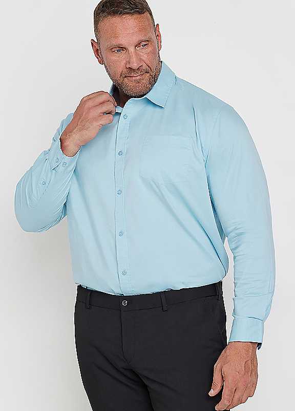 Badrhino Men's Blue Stretch Long Sleeve Shirt In | Size: 7-8Xl - Image 5