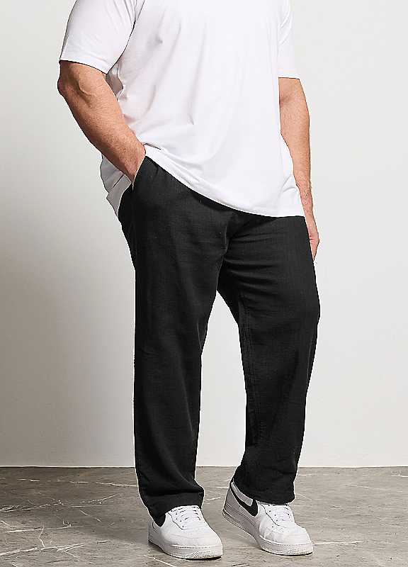 Badrhino Big & Tall Men's Black Chrome Textured Dobby Trousers - Image 3