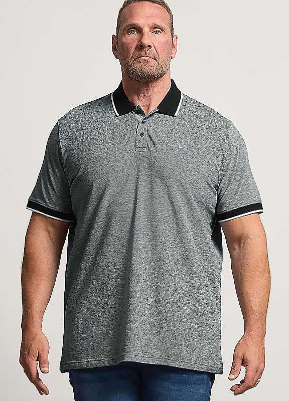 Badrhino Men's Grey Tipped Polo Shirt In | Size: 4XL - Image 3