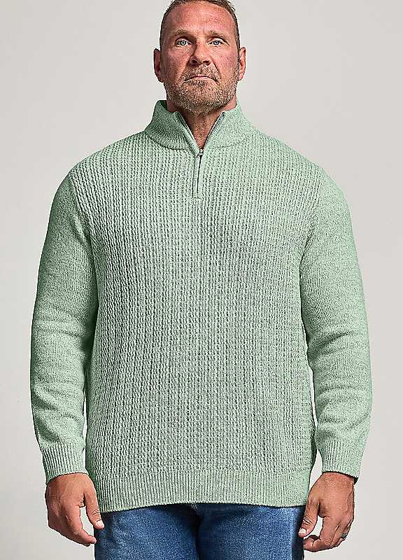 Badrhino Green Twist Quarter Zip Jumper