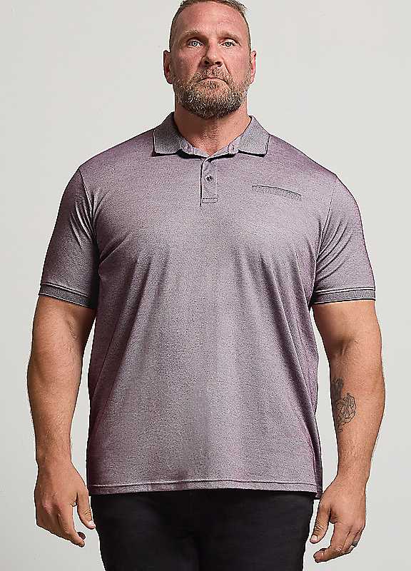 Badrhino Men's Plum Two Tone Polo Shirt In | Size: 5-6Xl - Image 2