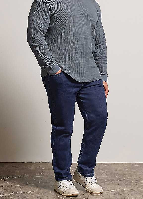 Badrhino Men's Indigo Big & Tall Blue Ultra Stretch Jeans - Plus Size Curve - Image 3