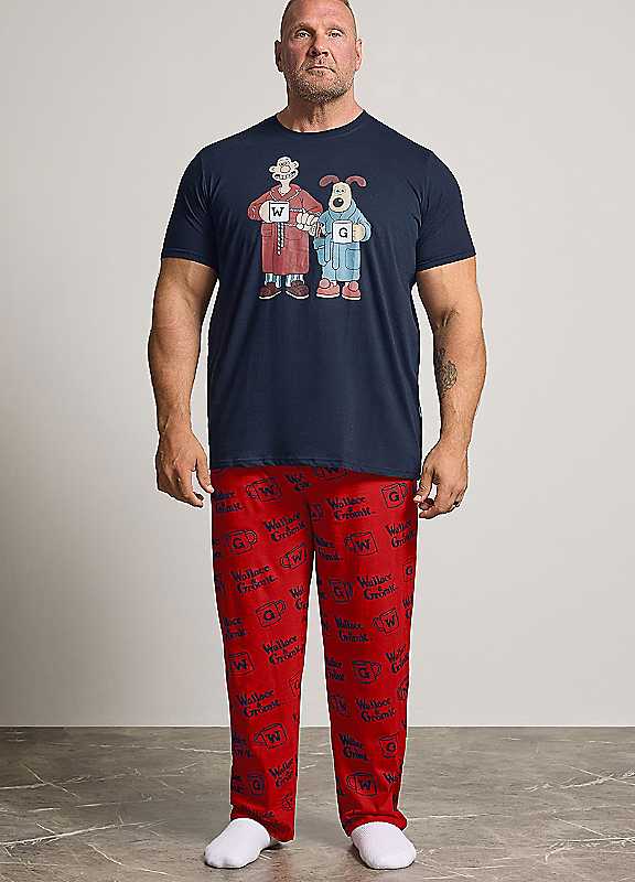 BadRhino Mens Big & Tall Wallace & Gromit Graphic Cotton Pyjama Set, Blue, Size 7-8Xl, Men - Image 2