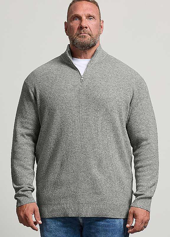 Badrhino Men's Grey Quarter Zip Jumper In | Size: 5-6Xl - Image 3