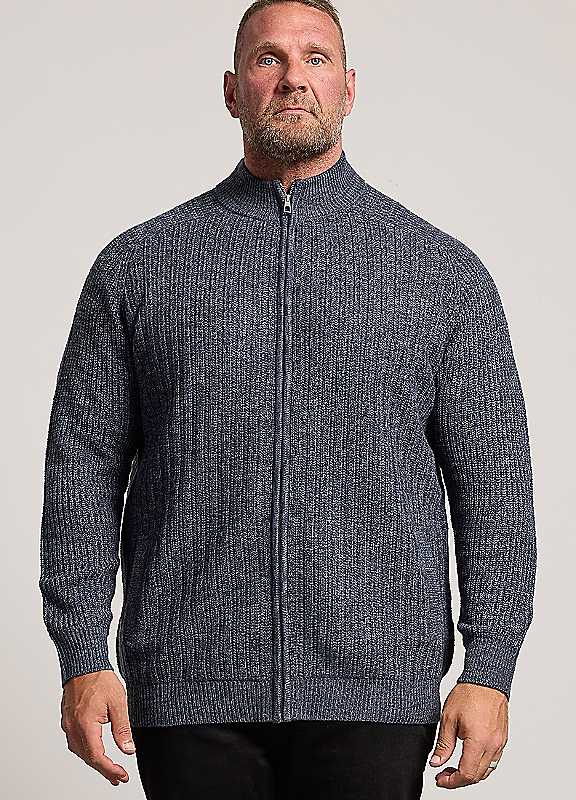 BadRhino Mens Big & Tall Rib Knit Full Zip Jacket, Blue, Size 5-6Xl, Men - Image 4
