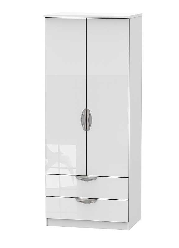 Ready Assembled 2 U Unisex White Holborn 2 Door 2 Drawer Wardrobe (Ready Assembled) In | : Large - Image 4