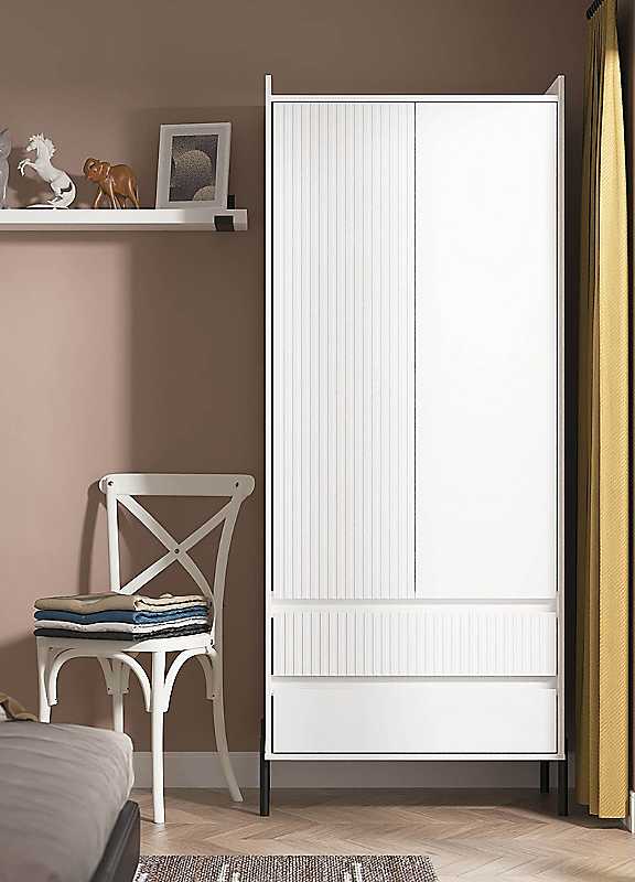 Welcome Furniture Oasaka 2 Drawer Double Wardrobe - White - Image 4