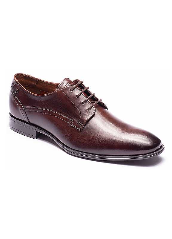 Base London Men's Brown Vance Leather Derby Shoes Uk Size 12 - Image 4