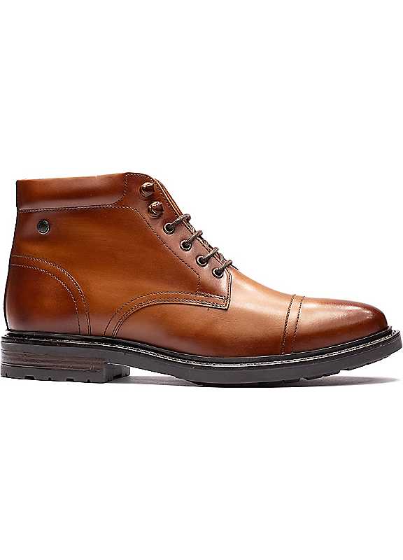 Base London Men's Tan Porter Toe Cap Boots Colour: : Size 10 - Image 3