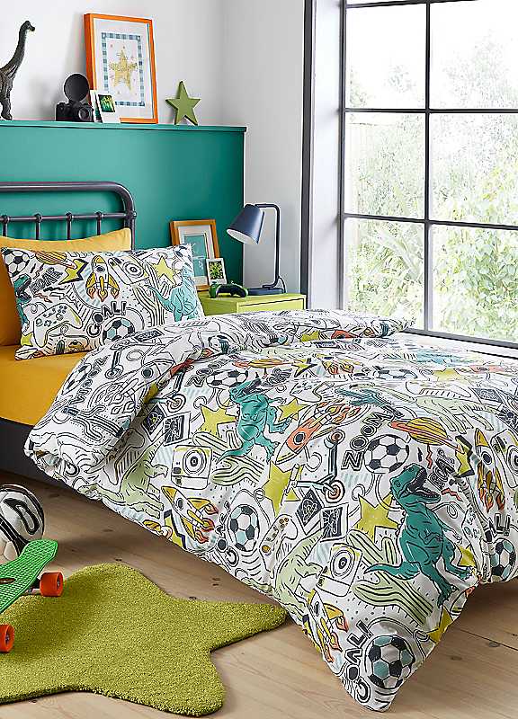 Bedlam Unisex Green Doodle Hobby Bed Set - Image 5