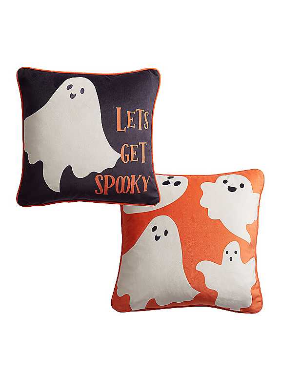 Bedlam Spooky Ghosts Velvet Halloween Cushion - Black - Image 6