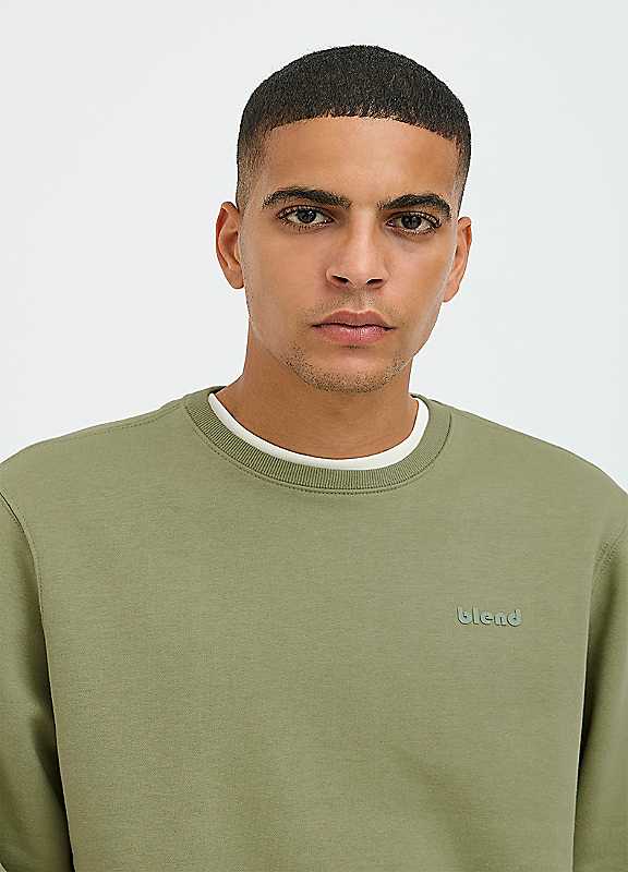 Blend Green Pale Basic Crew Neck Sweatshirt