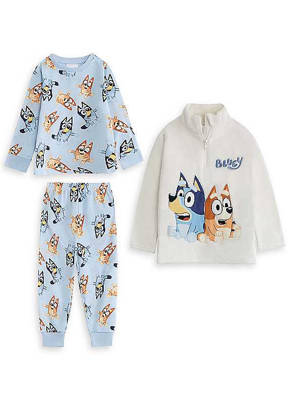 Bluey Boys Blue Y 3-Piece Long Sleeve Pyjama Set