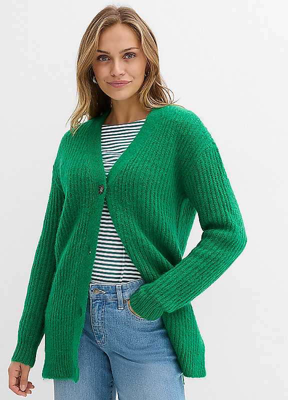 Bonprix Emerald Wool Blend Knitted Cardigan