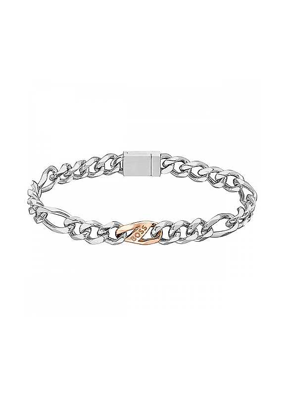 Boss Men's Silver Rian Logo Link Bracelet