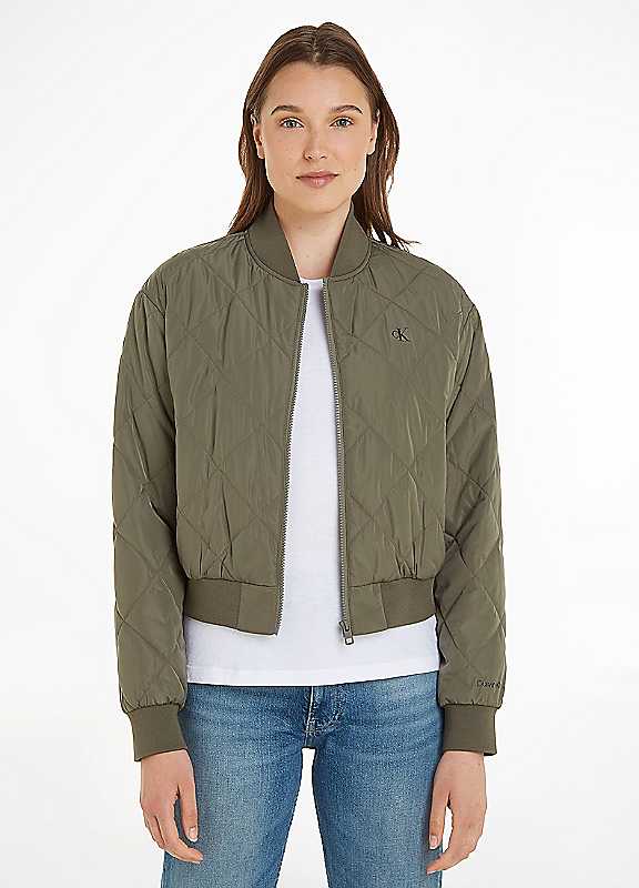Calvin Klein Women's Olive Quilted Bomber Jacket 3XL