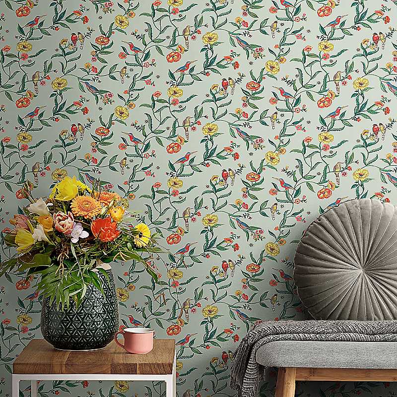 Cath Kidston Sage Summer Birds Wallpaper Size 4