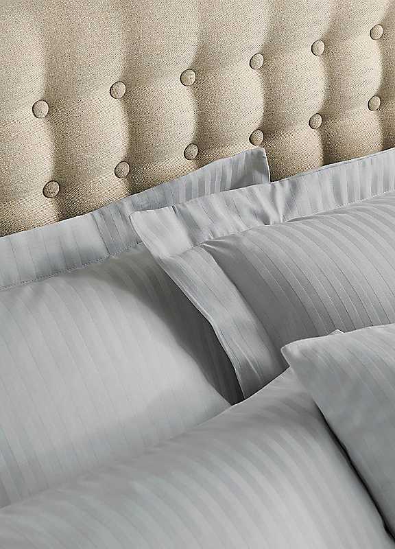 Catherine Lansfield Unisex Grey Satin Stripe 300 Thread Count Cotton' Standard Pillowcases In - Image 3