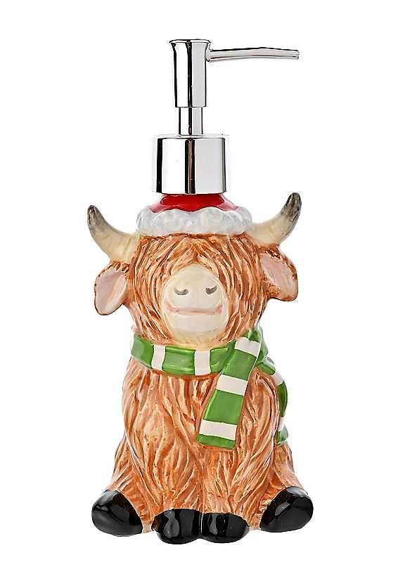 Freemans Silver Ceramic Soap Dispenser Highland Cow