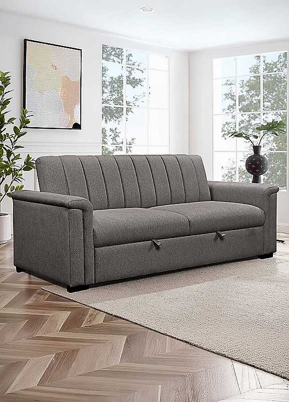 - Dorel Home Charlotte 3 Seater Sofa Bed With Fabric Cover In Anthracite - Image 3