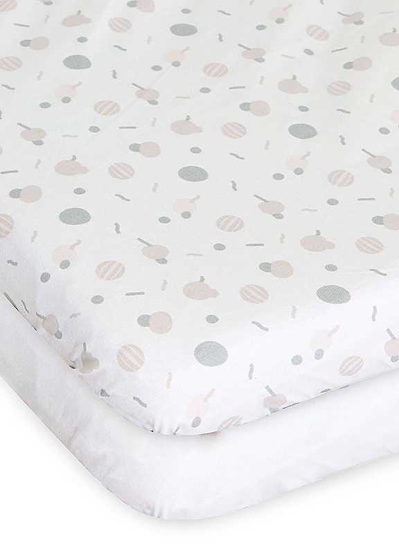 Chicco White Next2me Forever Cot Bed Pack Of 2 100% Cotton Fitted Sheets Confetti - Image 7