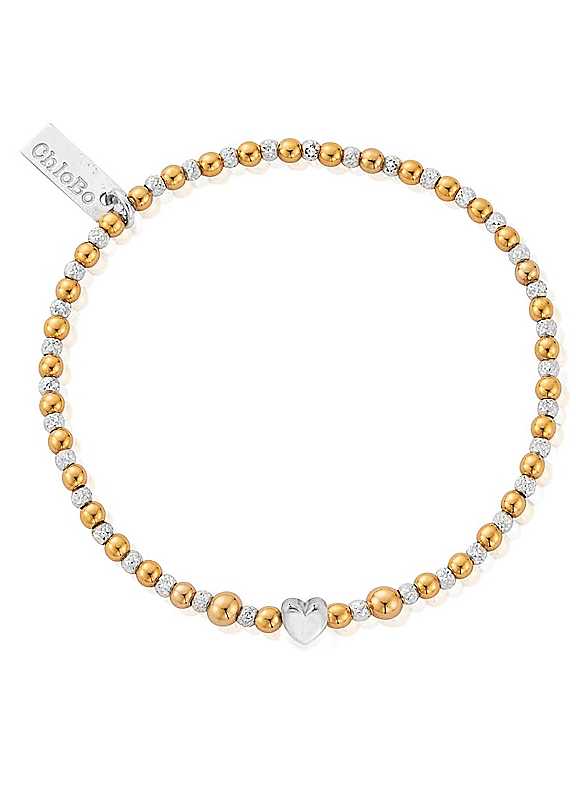 ChloBo GMBHEART Mixed Metal Inset Heart Bracelet Jewellery - Image 2