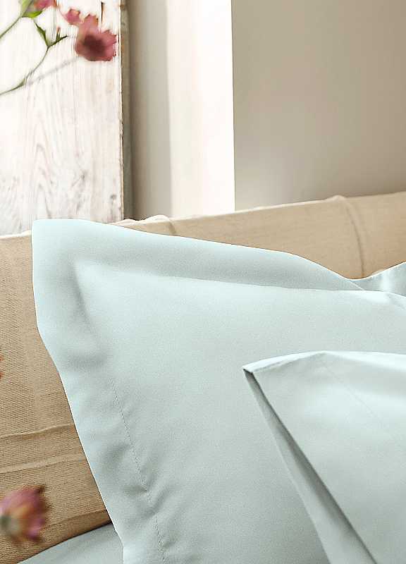 Christy Unisex Duck Egg Blue Pure Cotton Percale Oxford Pillowcase Pair In - Image 2