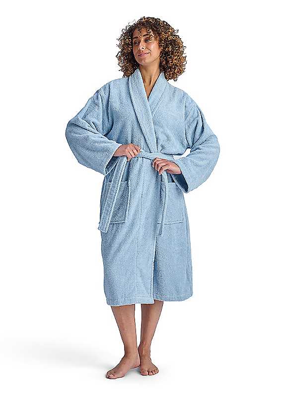 Christy Women's Blue 'Serene' Soft Combed Cotton Bath Robe In | Size: Small - Image 3