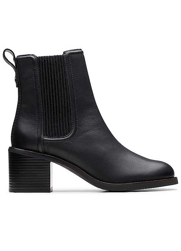 Clarks Black Leather Chamberly Top Ankle Boots Size 6