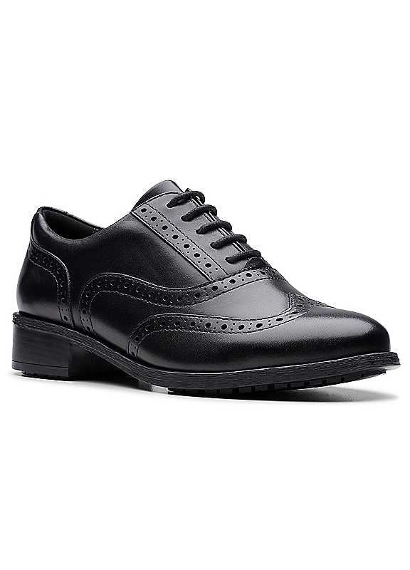 Clarks Black Leather Havisham Oak Brogues Size 3