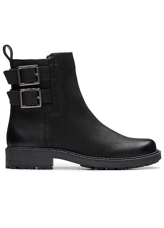 Clarks Black Leather Orinoco2 Bay Ankle Boots Size 5